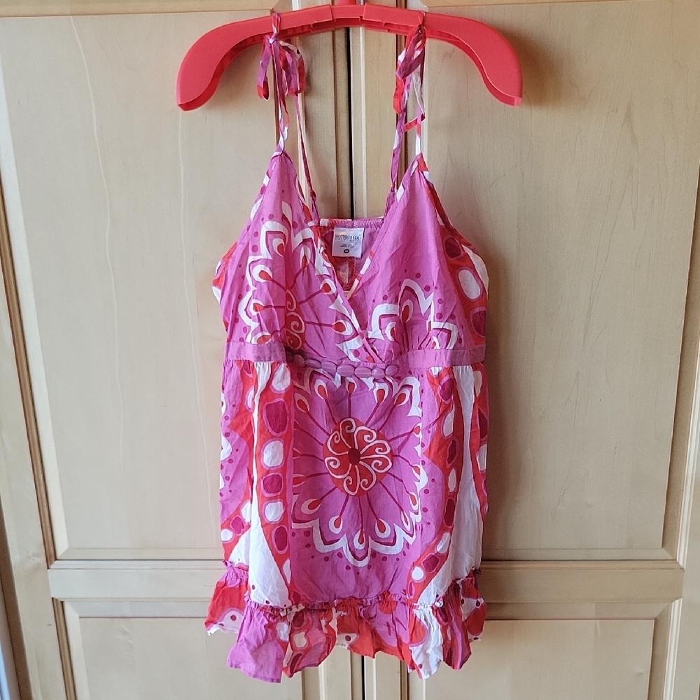 Motherhood Pink and White Strappy Top